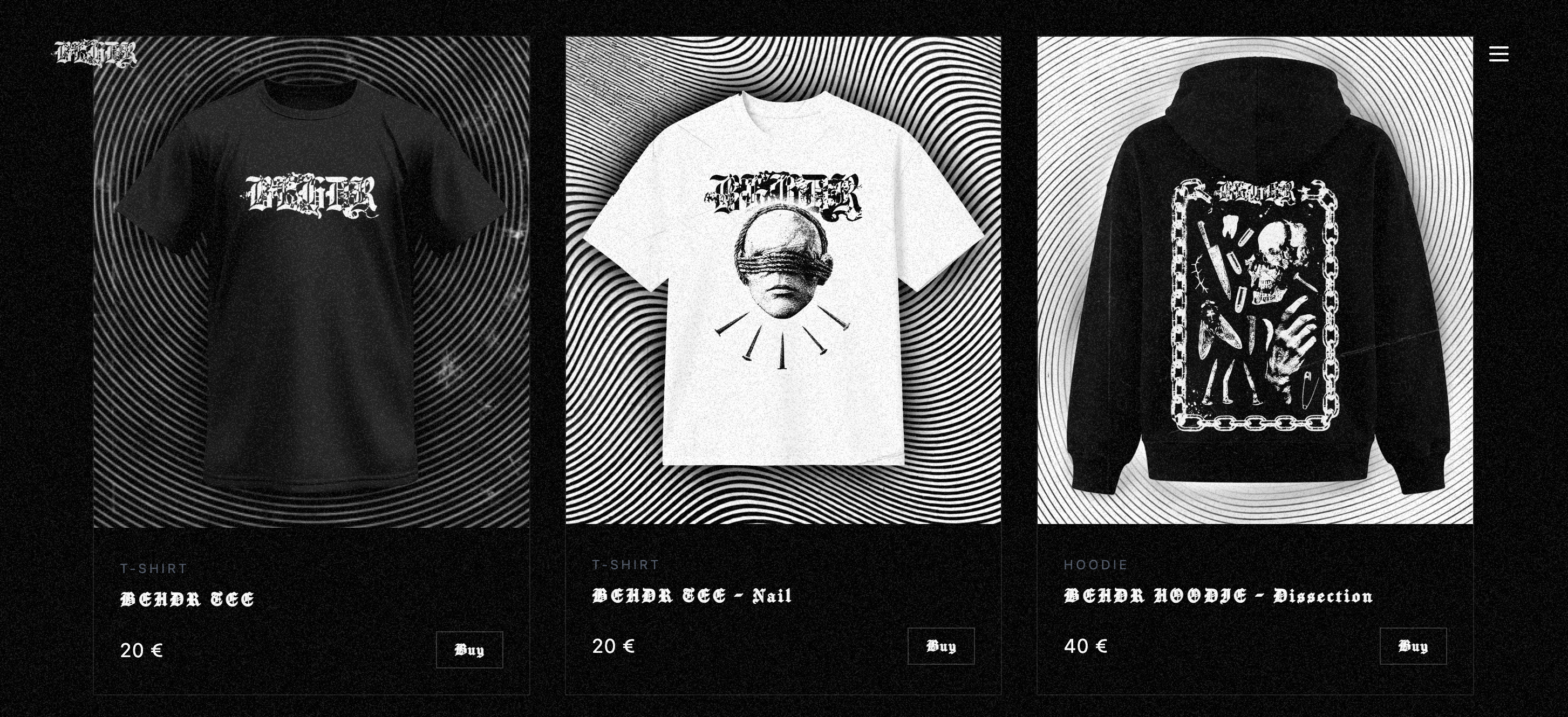 BEHDR merch storefront